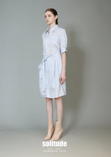 Striped Botton-Up Short Sleeve Dress