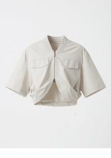 Beige Zip Up Stylish Cropped Top