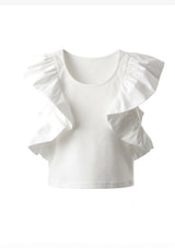 White Ruffles Cropped Tank Top