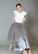 White Ruffles Cropped Tank Top