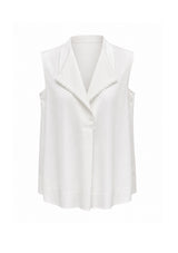 Off-White V Neck Woven Sleeveless Top