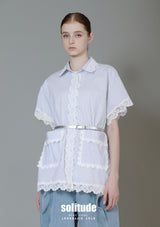 Lace Trimmed Short Sleeves Top