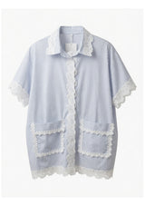 Lace Trimmed Short Sleeves Top