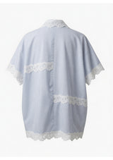 Lace Trimmed Short Sleeves Top