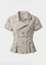 Beige Side Button Up Cropped Top