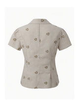 Beige Side Button Up Cropped Top