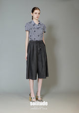 Black Side Button Up Cropped Top