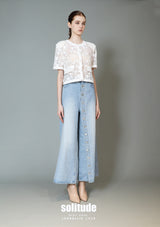 Button Up Heavy Washed Wide Leg Denim Pants