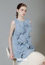 Bows-Front Denim Vest Dress