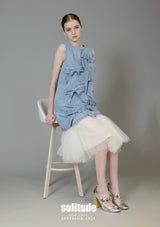 Bows-Front Denim Vest Dress