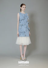 Bows-Front Denim Vest Dress