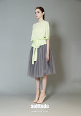 Neon Yellow Wrap-Around Knitted Tee