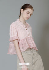 Dusty Pink Mixed Fabric Cropped Top