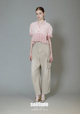Dusty Pink Mixed Fabric Cropped Top