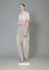 Dusty Pink Mixed Fabric Cropped Top
