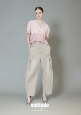 Dusty Pink Mixed Fabric Cropped Top