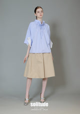 Striped Oversized Tee around Neck Woven Top