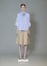 Striped Oversized Tee around Neck Woven Top