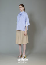 Striped Oversized Tee around Neck Woven Top
