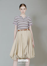 Khaki Balloon Skirt with Belt