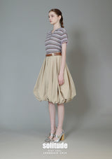 Khaki Balloon Skirt with Belt