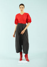 Red Ruffles V-neck Top