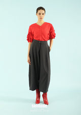 Red Ruffles V-neck Top