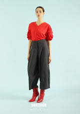 Red Ruffles V-neck Top