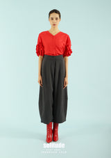 Red Ruffles V-neck Top