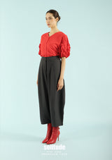 Red Ruffles V-neck Top