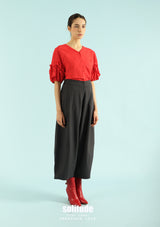 Red Ruffles V-neck Top