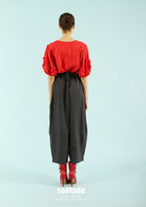 Red Ruffles V-neck Top