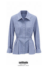 Blue Mini-Check Fitted Shirt