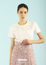 White Beaded Crew-Neck Tee