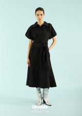 Black Puff-Sleeve Maxi Dress