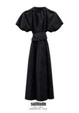 Black Puff-Sleeve Maxi Dress