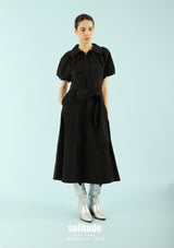 Black Puff-Sleeve Maxi Dress