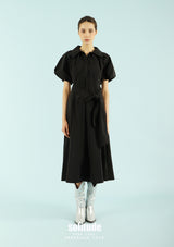 Black Puff-Sleeve Maxi Dress