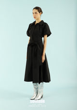Black Puff-Sleeve Maxi Dress