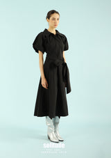 Black Puff-Sleeve Maxi Dress
