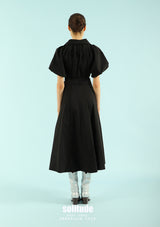 Black Puff-Sleeve Maxi Dress