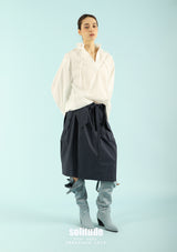 White Ruffles Collars Oversized Shirt