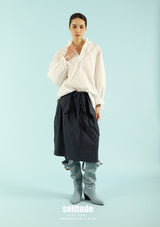 White Ruffles Collars Oversized Shirt