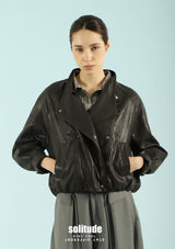Charcoal Vintage Faux-Leather Jacket