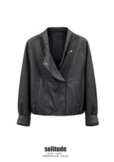 Charcoal Vintage Faux-Leather Jacket