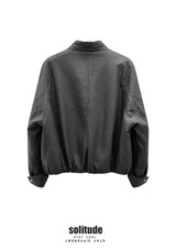 Charcoal Vintage Faux-Leather Jacket