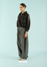 Charcoal Vintage Faux-Leather Jacket