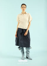 Beige Crinkled Polo Tee
