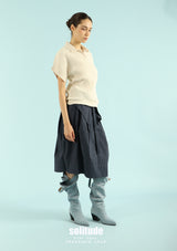 Beige Crinkled Polo Tee