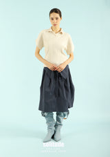 Beige Crinkled Polo Tee